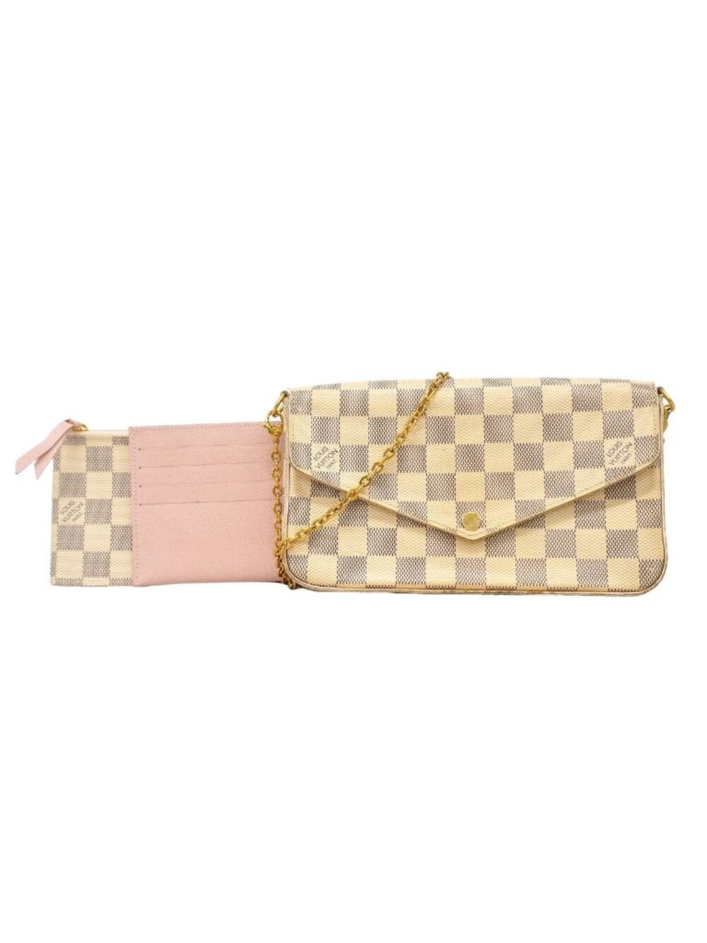 Louis Vuitton Wallet on Chain Damier Azur Pochette Felicie White Shoulder Bag